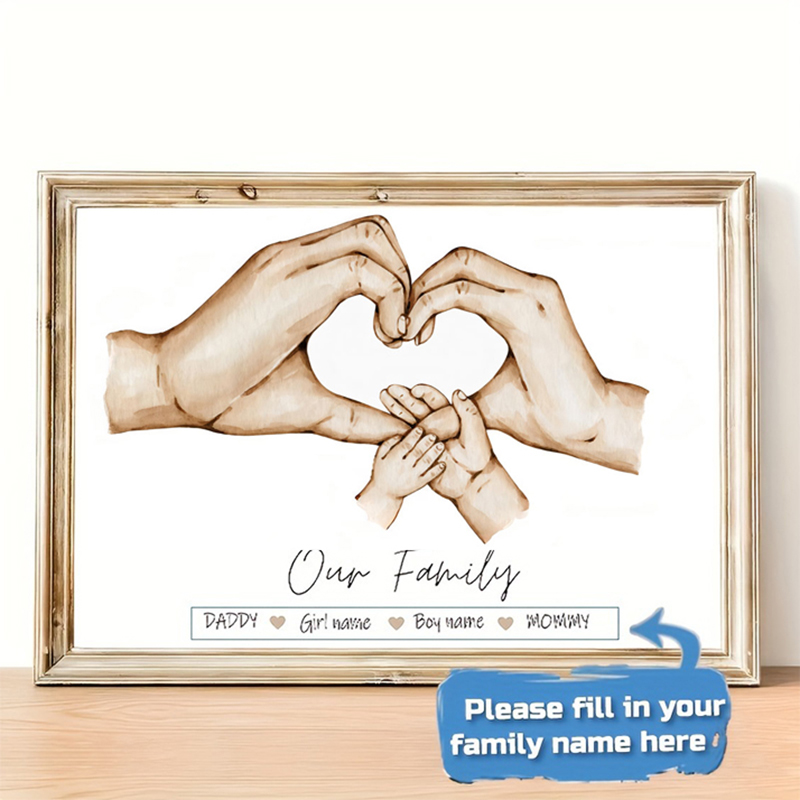 Personalized Name Box - Affiche personnalisée à main de famille,