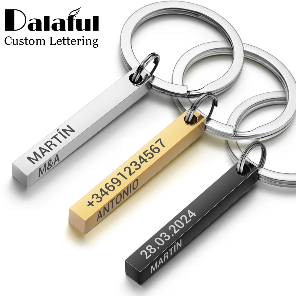 Initial Ring Custom - Porte-clés de barre 3D personnalisé, texte