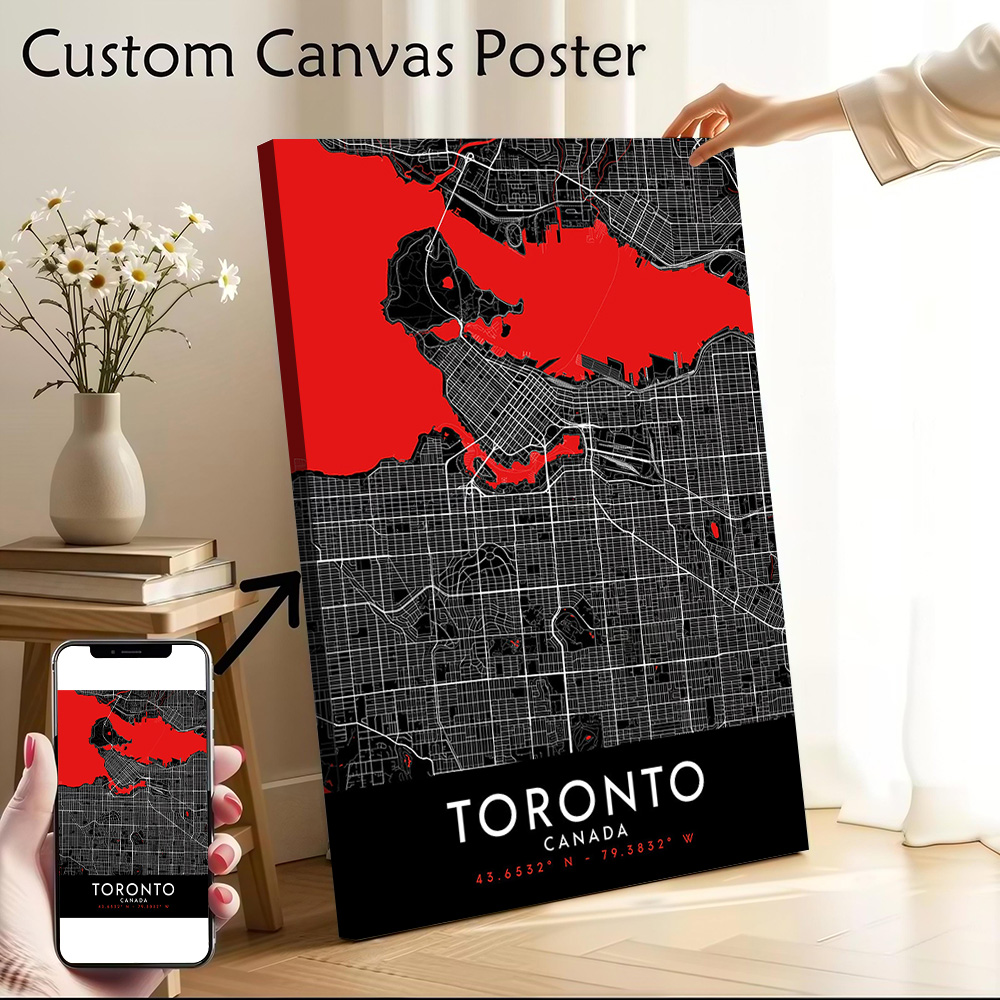 Custom Map Poster - Affiche murale sur toile Toronto Dark