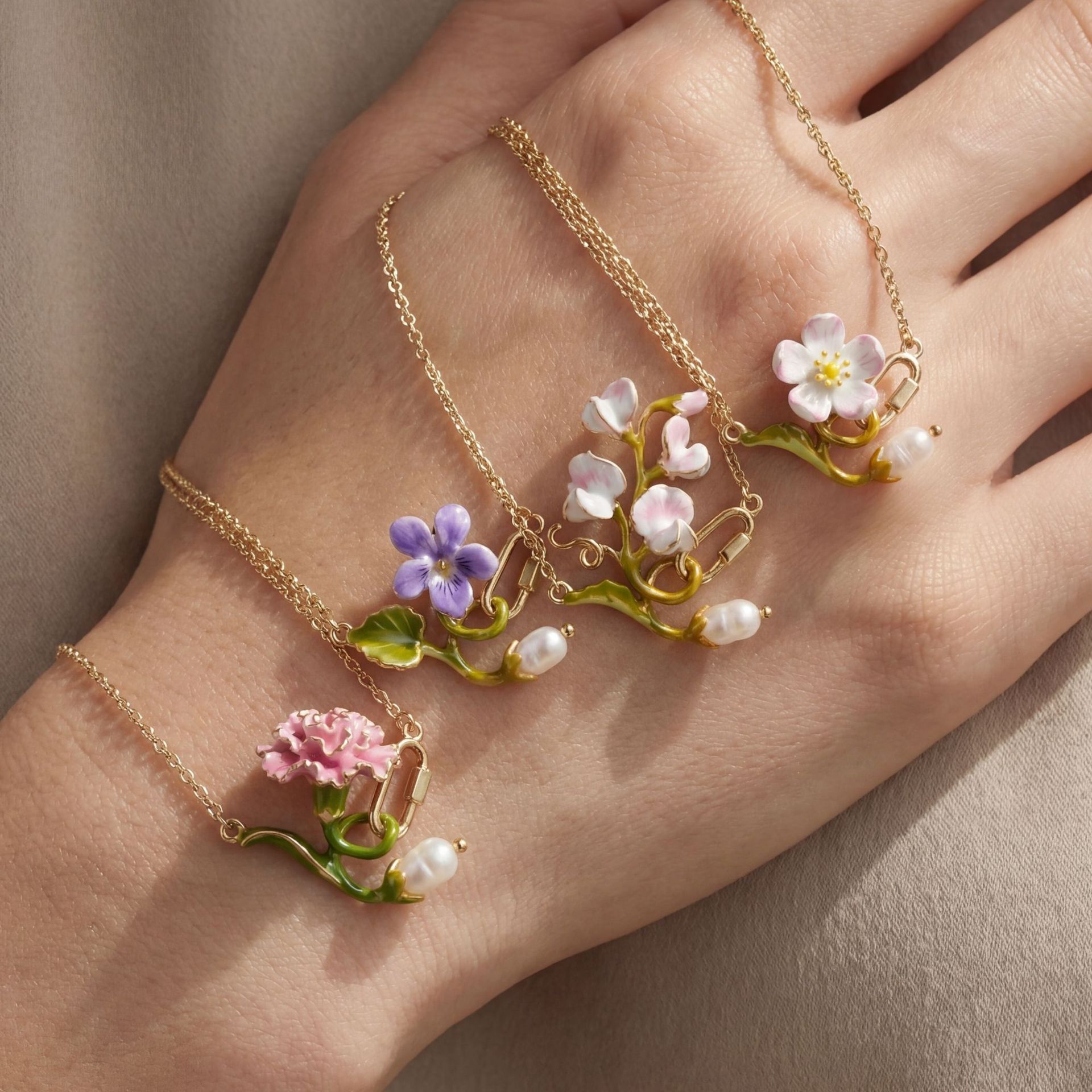 Birth Flower Necklace - Collier fleur de naissance 12 mois