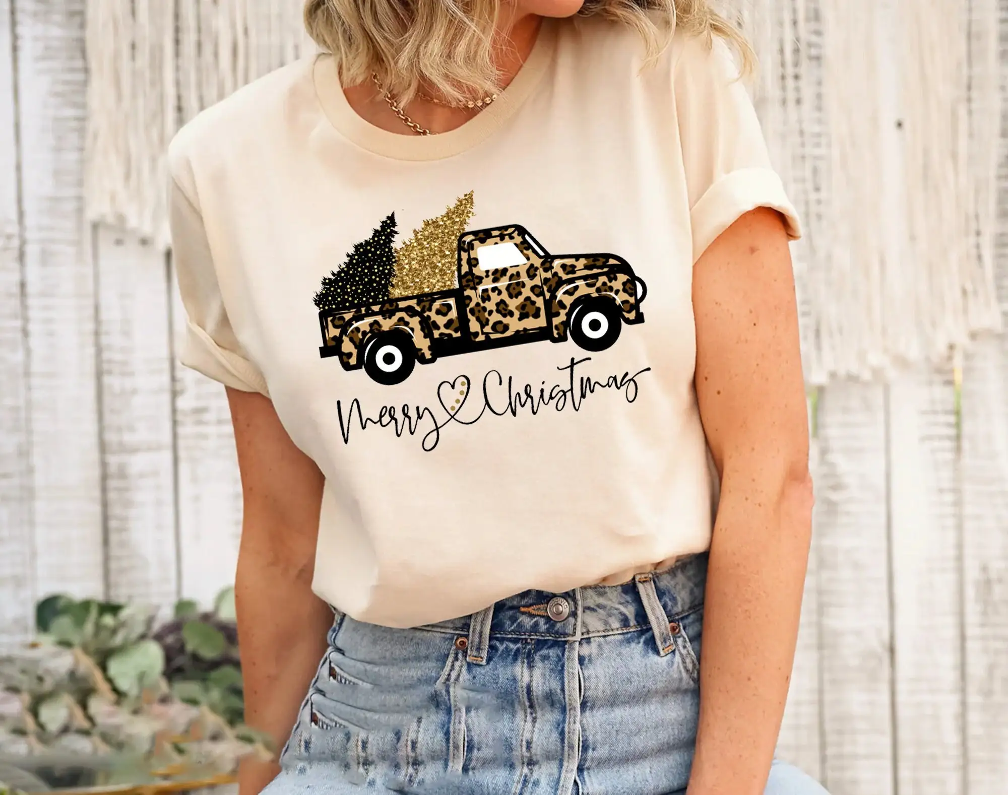 Family Tree Print - T-shirt de Noël avec motif camion,