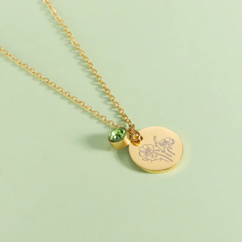 Pendentif en acier inoxydable, - Birth Flower Necklace avis et prix
