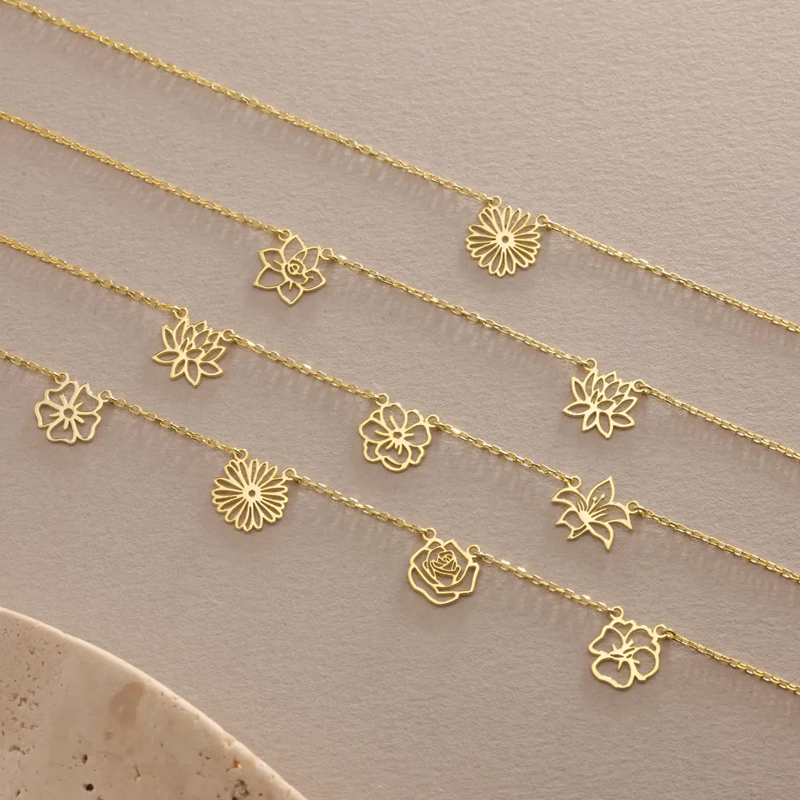 Collier de fleurs de naissance - Birth Flower Necklace avis et prix